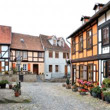 Fachwerkhäuser im Stadtzentrum von Quedlinburg