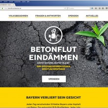 Internetseite zum Volksbegehren gegen den Flächenfraß in Bayern
