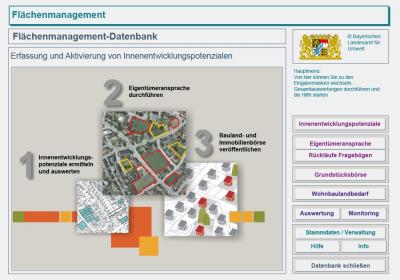 Screenshot der Flächenmanagement-Datenbank des Bayerischen Landesamtes für Umwelt